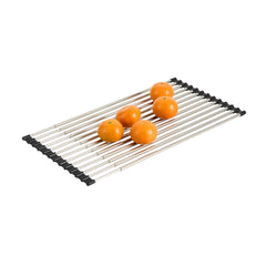 Clean Tek Professional Gray Stainless Steel Over-Sink Roll-Up Drying Rack - Extendable, Non-Slip - 15 3/4