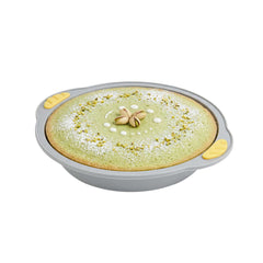 Pastry Tek Round Gray Silicone Cake Pan - Non-Stick, with Handles - 11 1/4