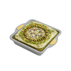 Pastry Tek Square Gray Silicone Cake Pan - Non-Stick, with Handles - 9 3/4