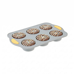 Pastry Tek Gray Silicone Muffin / Cupcake Pan - 6 Compartments, Non-Stick, with Handles - 11 1/2