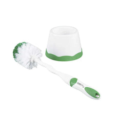 Clean Tek Professional Round Green and White Toilet Bowl Brush - with Caddy - 10 count box