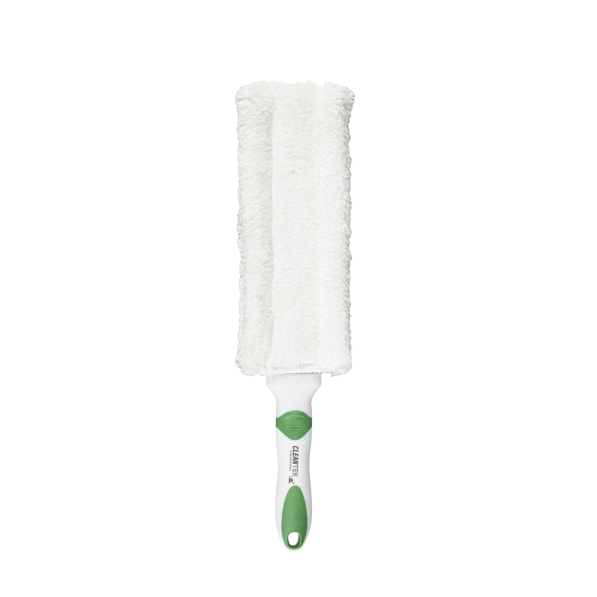 Clean Tek Professional Green and White Flat Cotton Duster - Washable - 14 3/4" - 1 count box