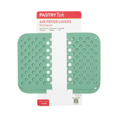 Pastry Tek Rectangle Green Reusable Silicone Air Fryer Liner - Non-Stick, For Dual Basket, 3 to 5 qt - 7 3/4