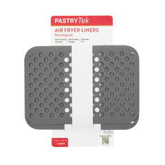 Pastry Tek Rectangle Gray Reusable Silicone Air Fryer Liner - Non-Stick, For Dual Basket, 3 to 5 qt - 7 3/4