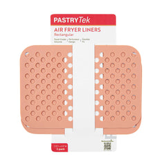 Pastry Tek Rectangle Orange Reusable Silicone Air Fryer Liner - Non-Stick, For Dual Basket, 3 to 5 qt - 7 3/4