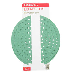 Pastry Tek Round Green Reusable Silicone Air Fryer Liner - Non-Stick, For 5 to 7 qt - 7 3/4