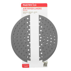 Pastry Tek Round Gray Reusable Silicone Air Fryer Liner - Non-Stick, For 5 to 7 qt - 7 3/4