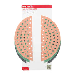 Pastry Tek Round 3-Piece Assorted Reusable Silicone Air Fryer Liner Set - Non-Stick, For 5 to 7 qt - 7 3/4