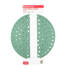 Pastry Tek Round Green Reusable Silicone Air Fryer Liner - Non-Stick, For 7 qt - 9