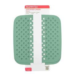 Pastry Tek Square Green Reusable Silicone Air Fryer Liner - Non-Stick, For 5 qt or Bigger - 8 1/2