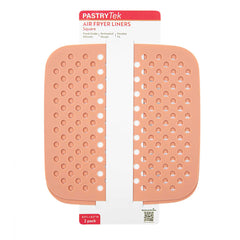 Pastry Tek Square Orange Reusable Silicone Air Fryer Liner - Non-Stick, For 5 qt or Bigger - 8 1/2