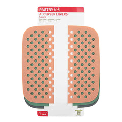 Pastry Tek Square 3-Piece Assorted Reusable Silicone Air Fryer Liner Set - Non-Stick, For 5 qt or Bigger - 8 1/2
