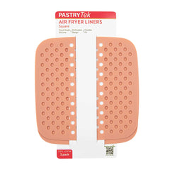 Pastry Tek Square Orange Reusable Silicone Air Fryer Liner - Non-Stick, For 3 qt or Bigger - 7 1/2