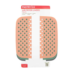 Pastry Tek Square 3-Piece Assorted Reusable Silicone Air Fryer Liner Set - Non-Stick, For 3 qt or Bigger - 7 1/2