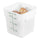 Met Lux 4 qt Square White Polyethylene Food Storage Container - with Green Volume Markers - 7" x 7" x 7 1/4" - 1 count box