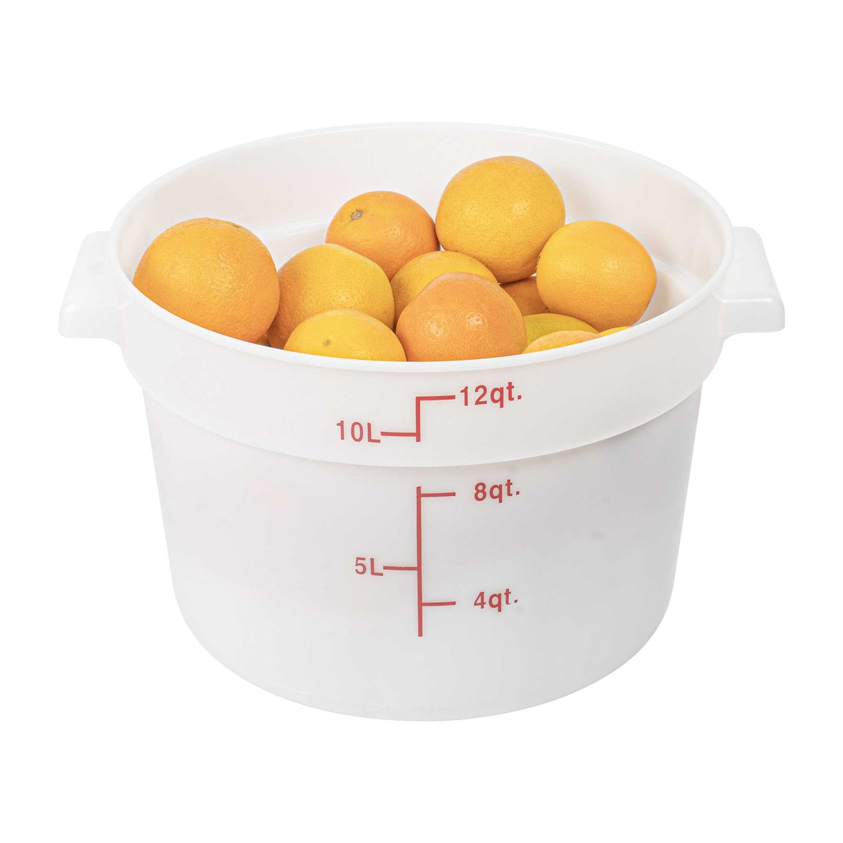 Met Lux 12 qt Round White Polyethylene Food Storage Container - with Red Volume Markers - 12 1/4" x 8" - 1 count box