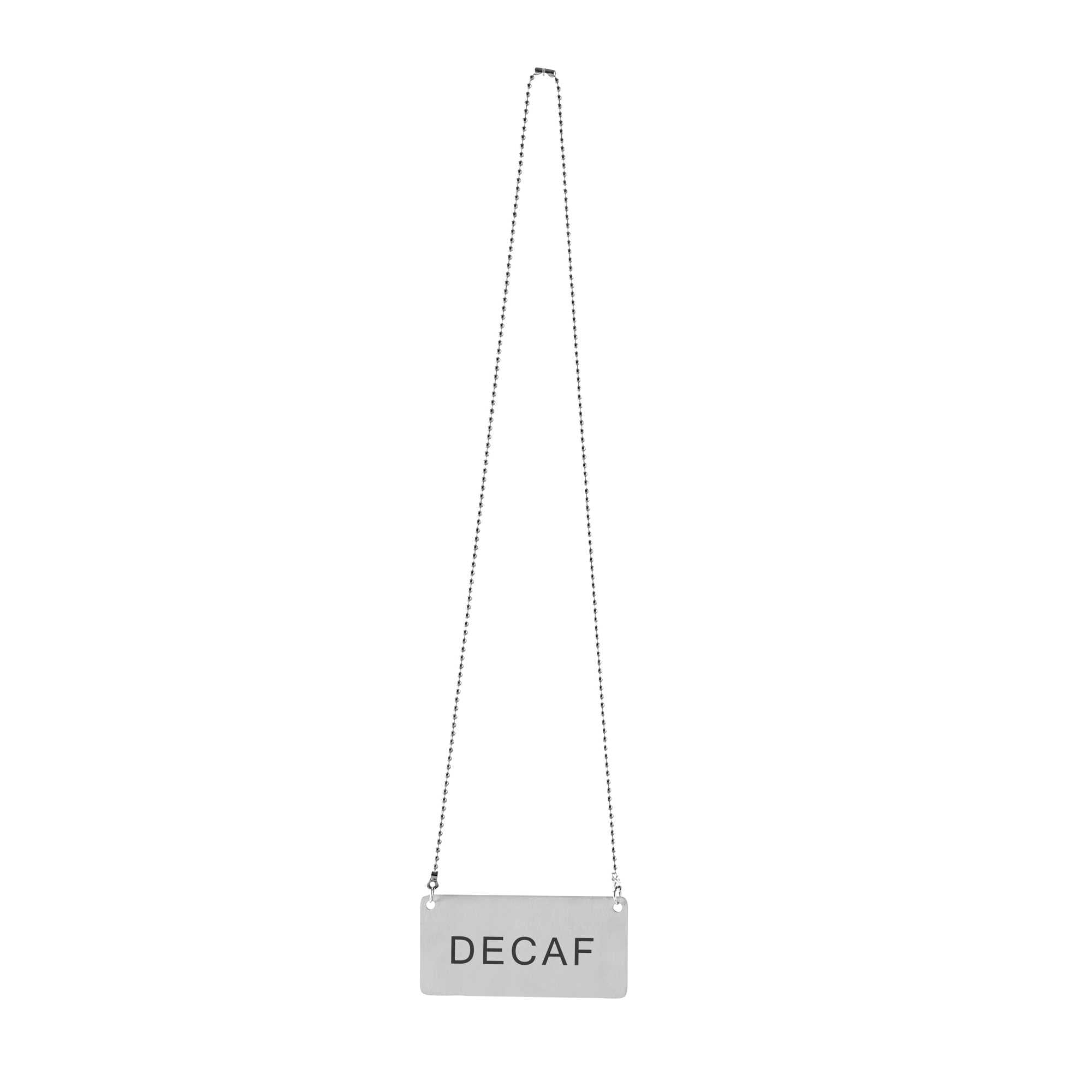 Met Lux Stainless Steel Coffee Chafer Urn Chain - with "Decaf" Label - 13" x 3 1/2" - 1 count box