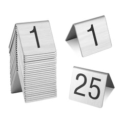 Met Lux Stainless Steel Number Table Tents - 1 to 25 - 2 1/2