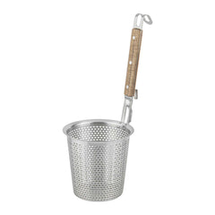 Met Lux Stainless Steel Noodle Strainer / Blanching Basket - with Wooden Handle - 5 1/2