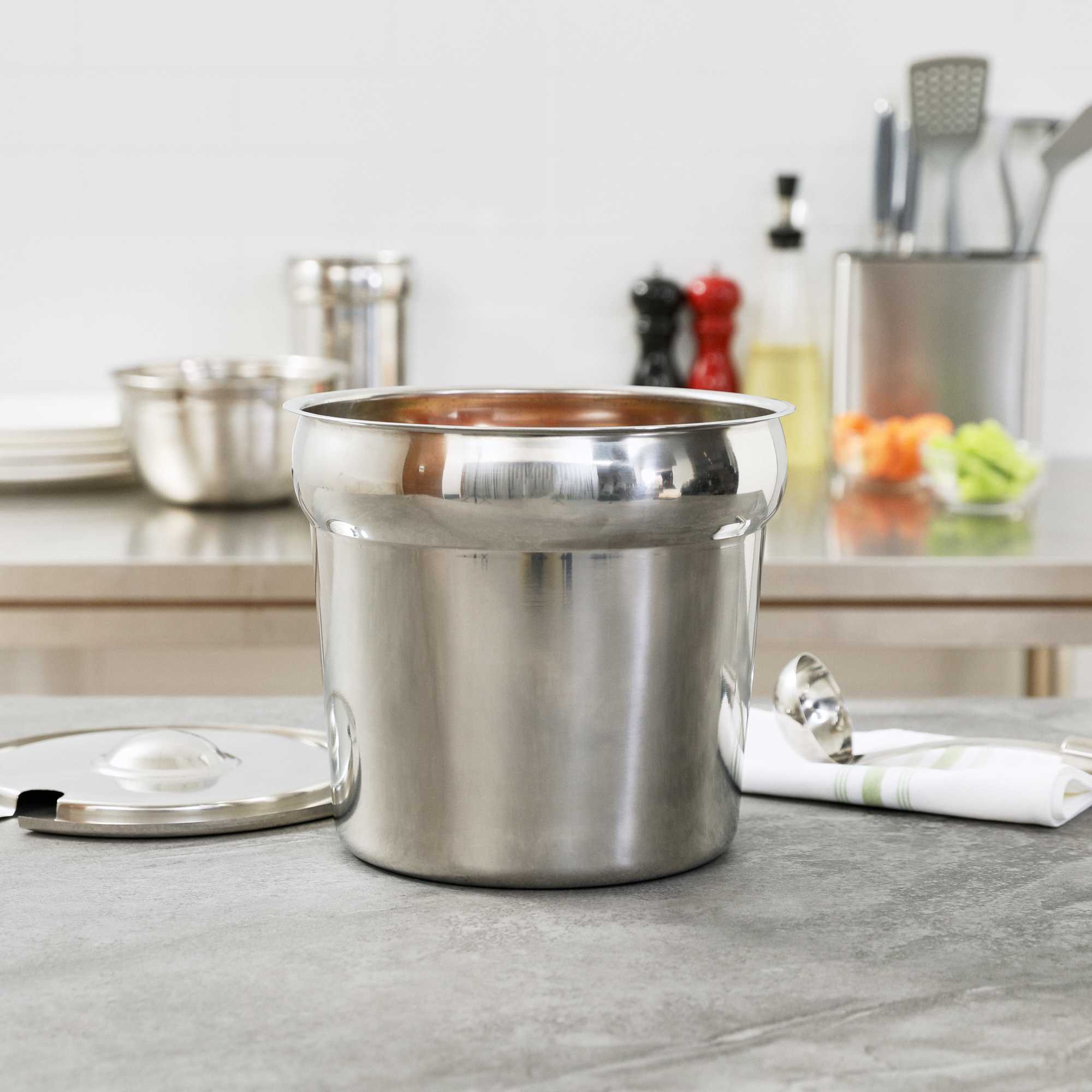 Met Lux 7 qt Commercial Grade Stainless Steel Vegetable Inset Pot - 6 count box