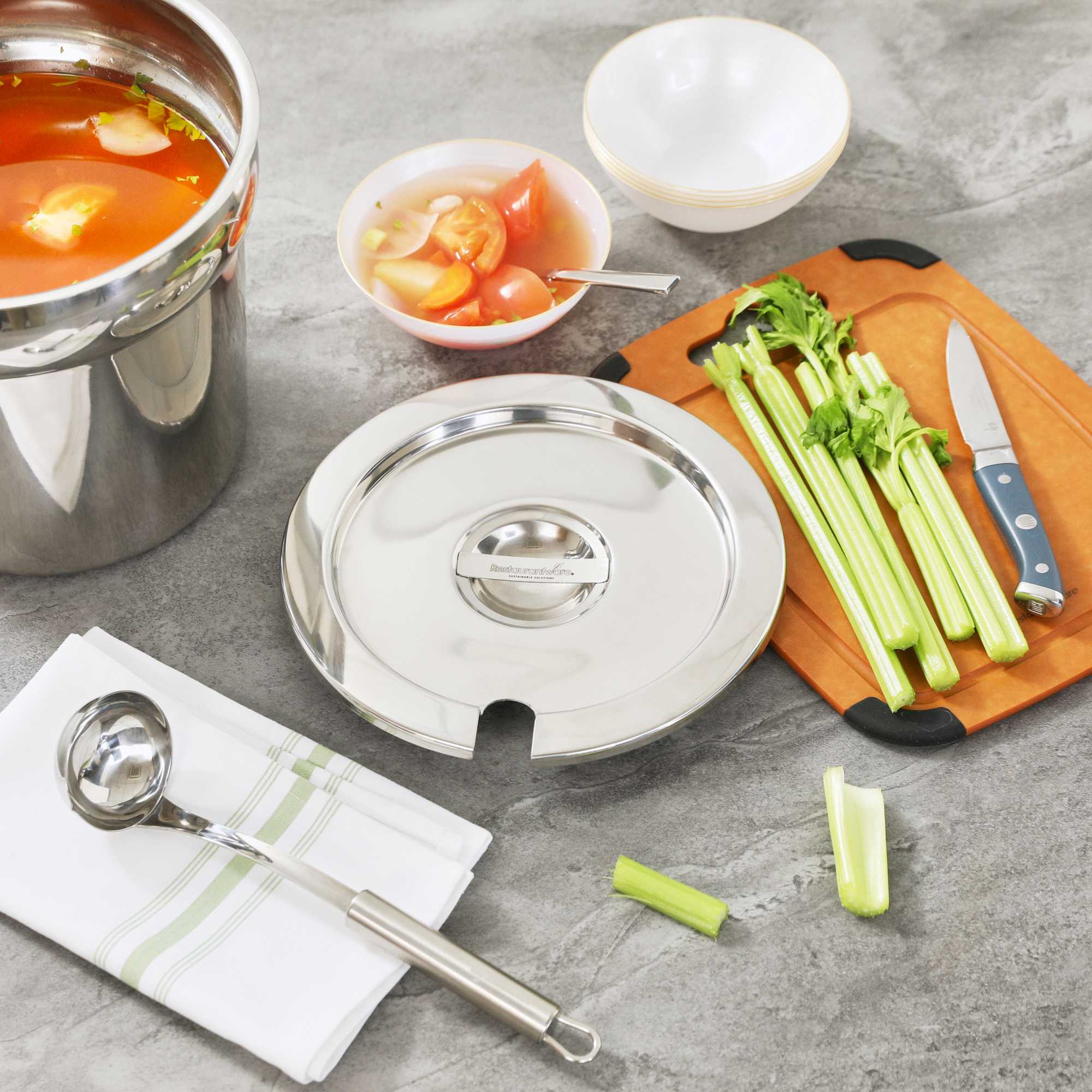 Met Lux Commercial Grade Notched Stainless Steel Vegetable Inset Cover - Fits 7 qt Pot - 6 count box