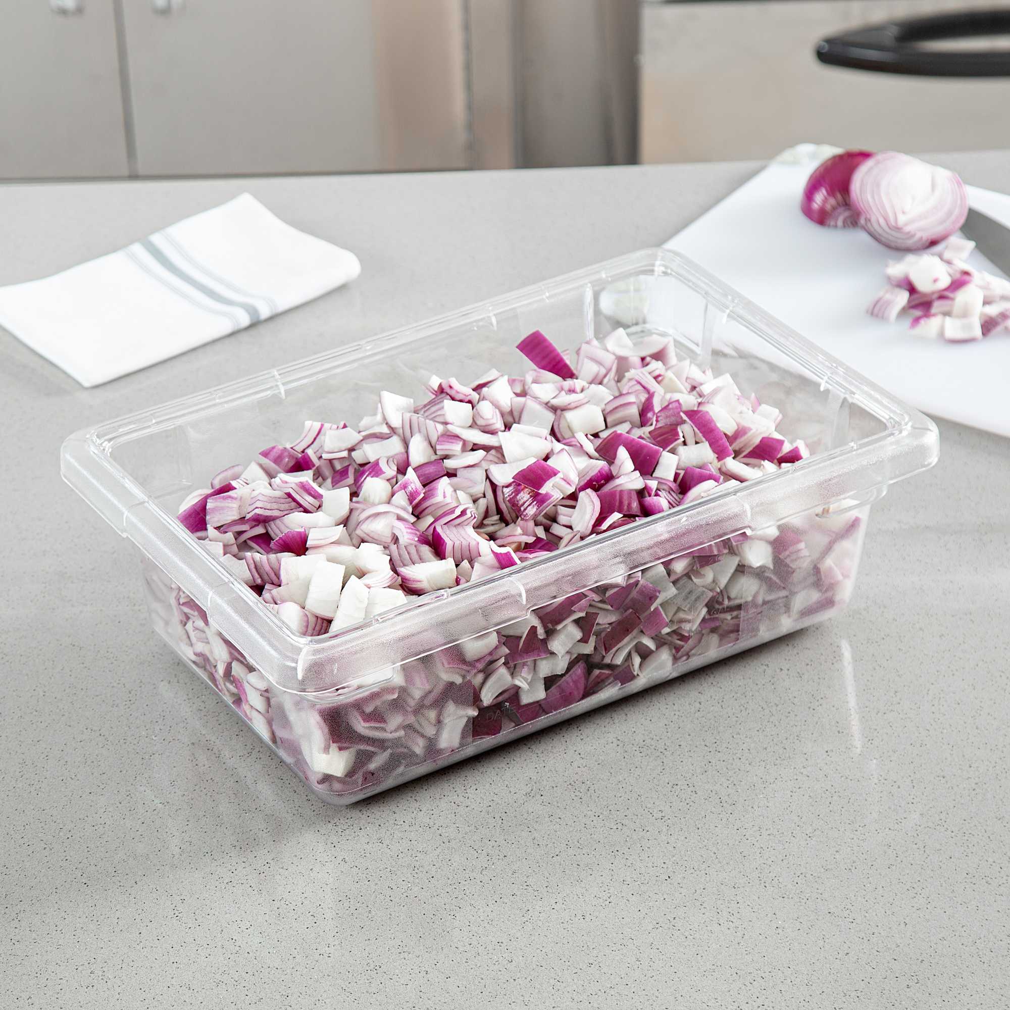 Met Lux Rectangle Clear Polycarbonate Food Storage Box - Graduation Markings, Labeling Windows - 18" x 12" x 6" - 1 count box