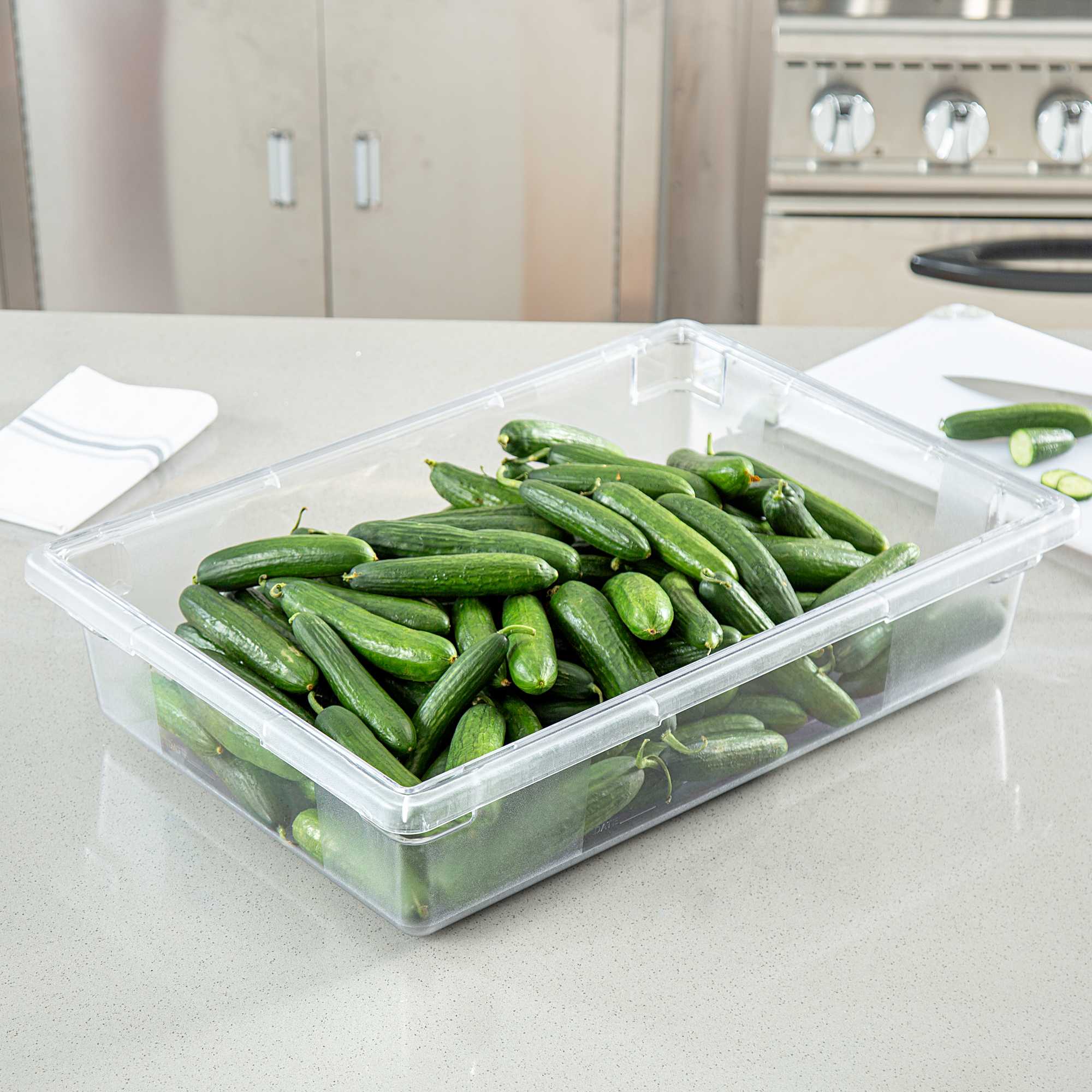 Met Lux Rectangle Clear Polycarbonate Food Storage Box - with Labeling Windows - 26" x 18" x 6" - 1 count box