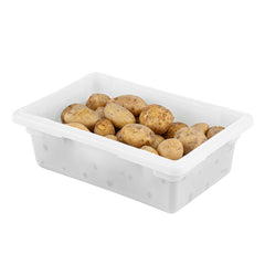 Met Lux Rectangle White Polyethylene Food Storage Box - Graduation Markings, Labeling Windows - 18