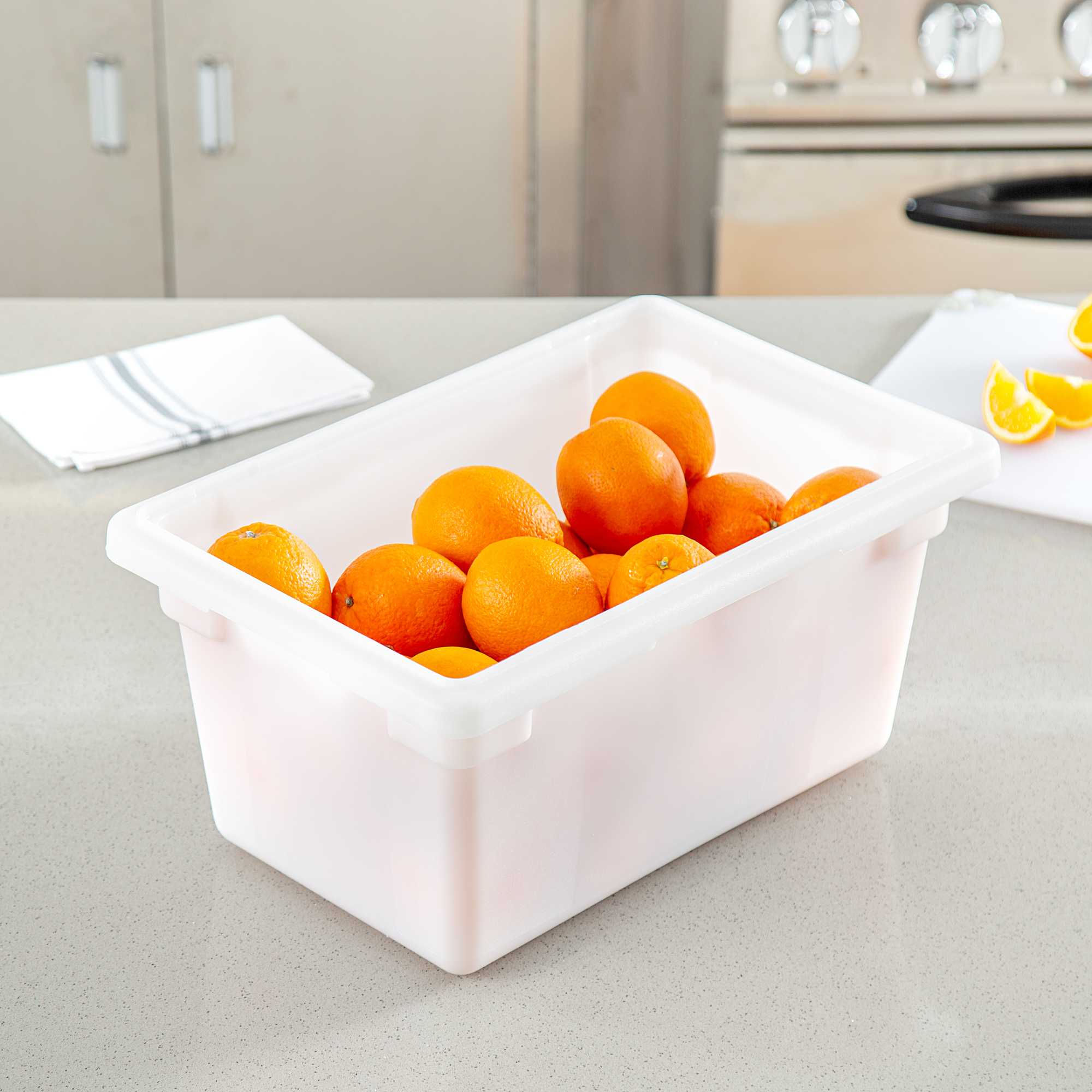 Met Lux Rectangle White Polyethylene Food Storage Box - Graduation Markings, Labeling Windows - 18" x 12" x 9" - 1 count box