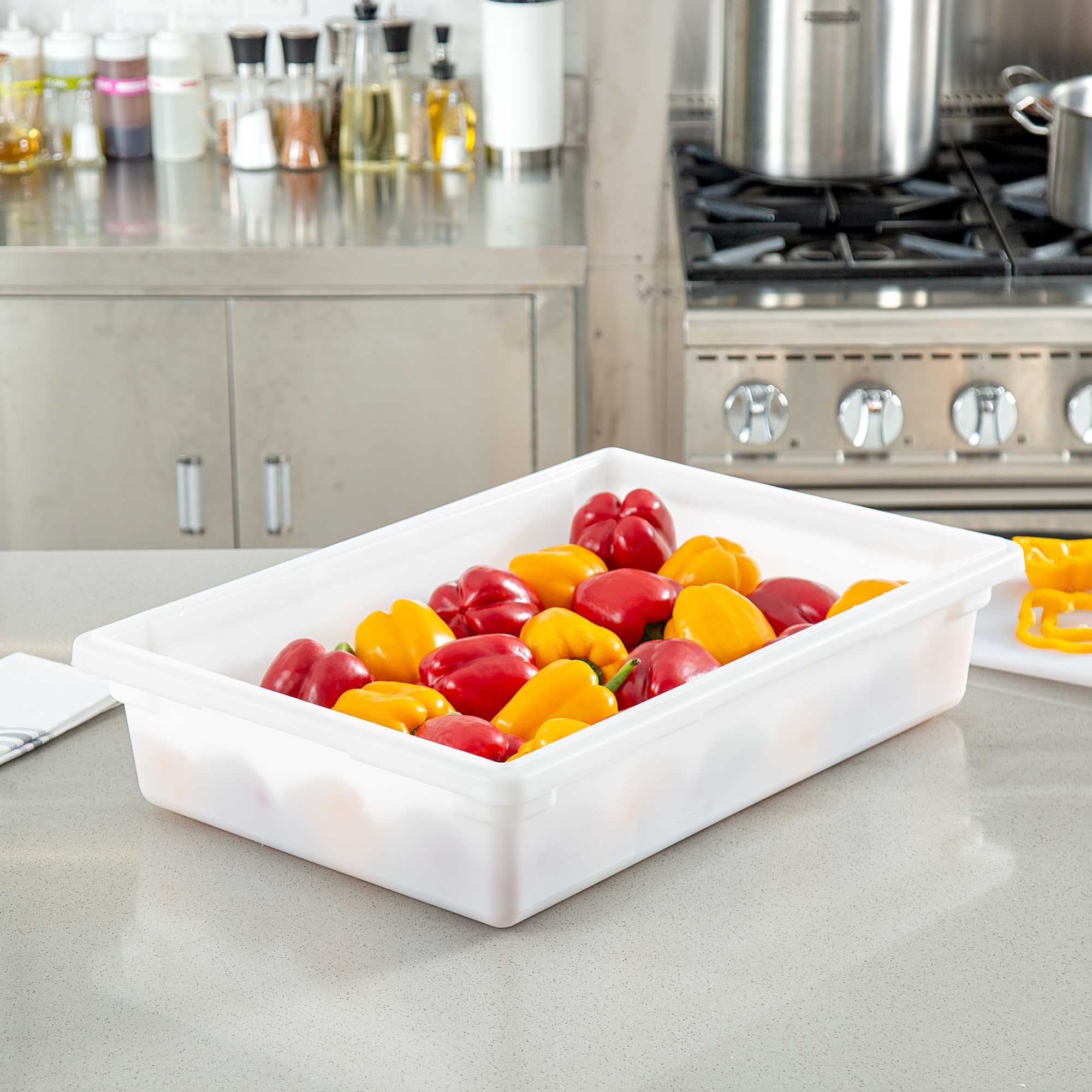 Met Lux Rectangle White Polyethylene Food Storage Box - with Labeling Windows - 26" x 18" x 6" - 1 count box