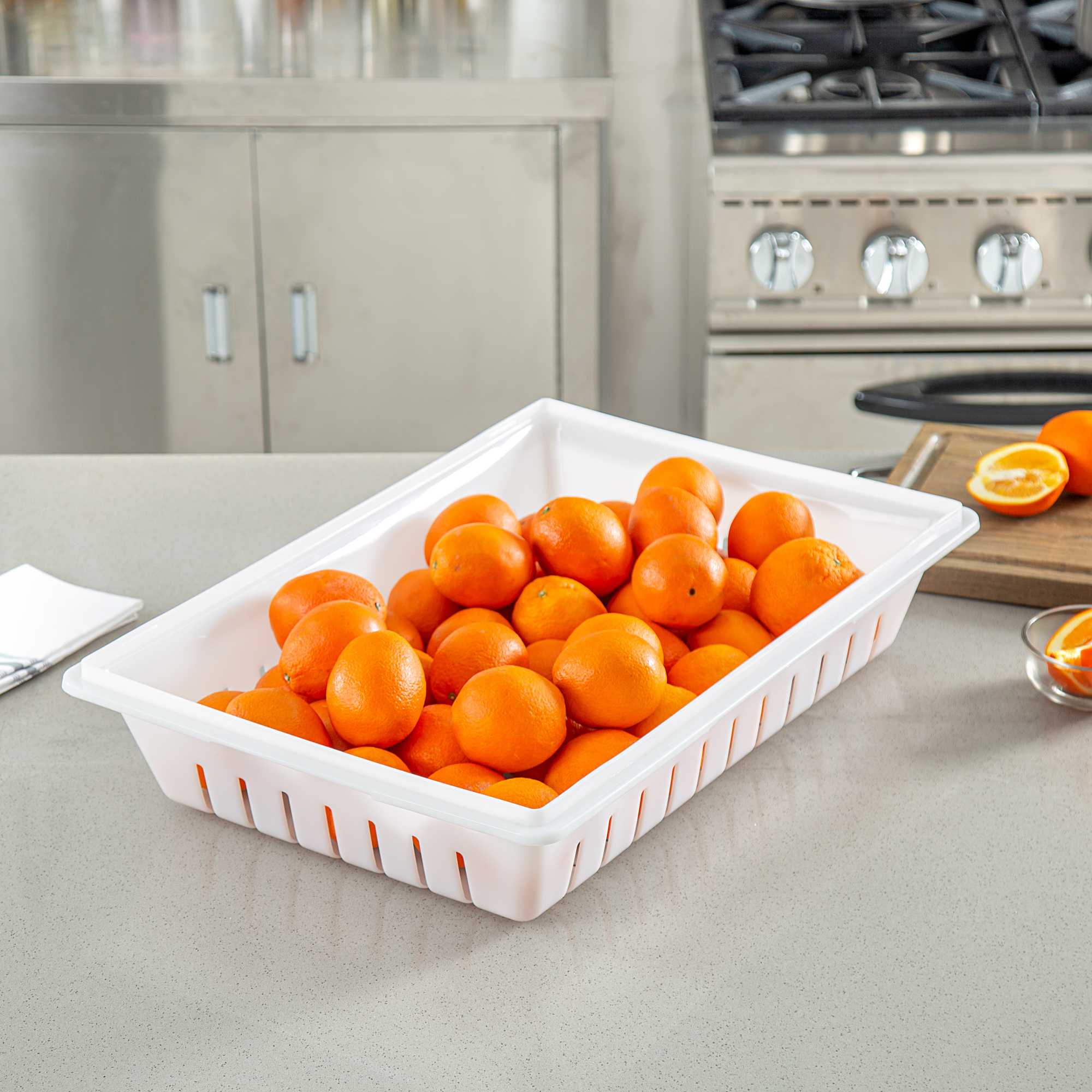 Met Lux Rectangle White Polyethylene Food Box Drain Tray - Fits Food Storage Boxes - 26" x 18" x 5" - 1 count box
