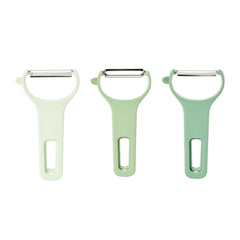 Comfy Grip 3-Piece Assorted Plastic Y Vegetable Peeler Set - Straight,Serrated,Julienne Stainless Steel Blade - 5