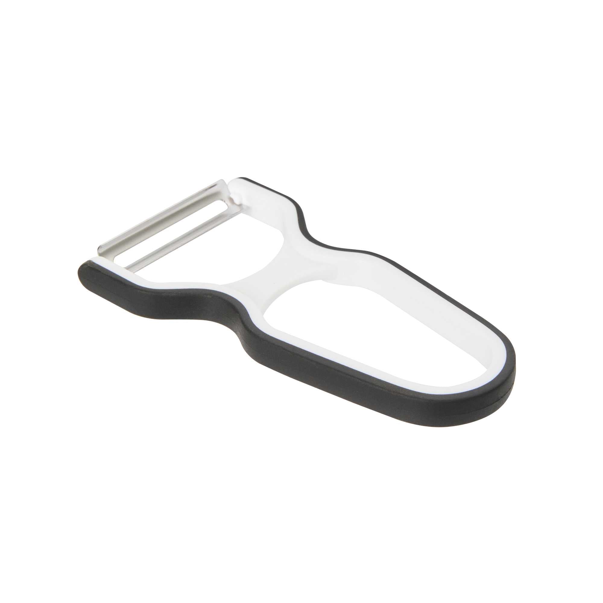 Comfy Grip Black and White Plastic Y Vegetable Peeler - with Straight Stainless Steel Blade, Non-Slip Handle - 4 3/4" x 2 1/2" - 1 count box