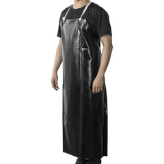 Clean Tek Professional Black Chemical-Resistant Vinyl PVC Cleaning / Dishwashing Apron - 20 mil Thickness - 49