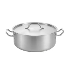 German Standard 15 qt Stainless Steel Brazier - with Aluminum-Clad Bottom and Cover - 14 1/4