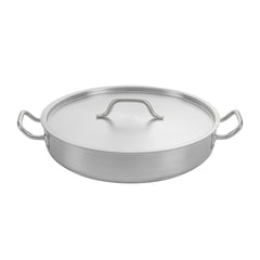 German Standard 10 qt Stainless Steel Brazier - with Aluminum-Clad Bottom and Cover - 15 3/4