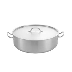German Standard 30 qt Stainless Steel Brazier - with Aluminum-Clad Bottom and Cover - 19 3/4
