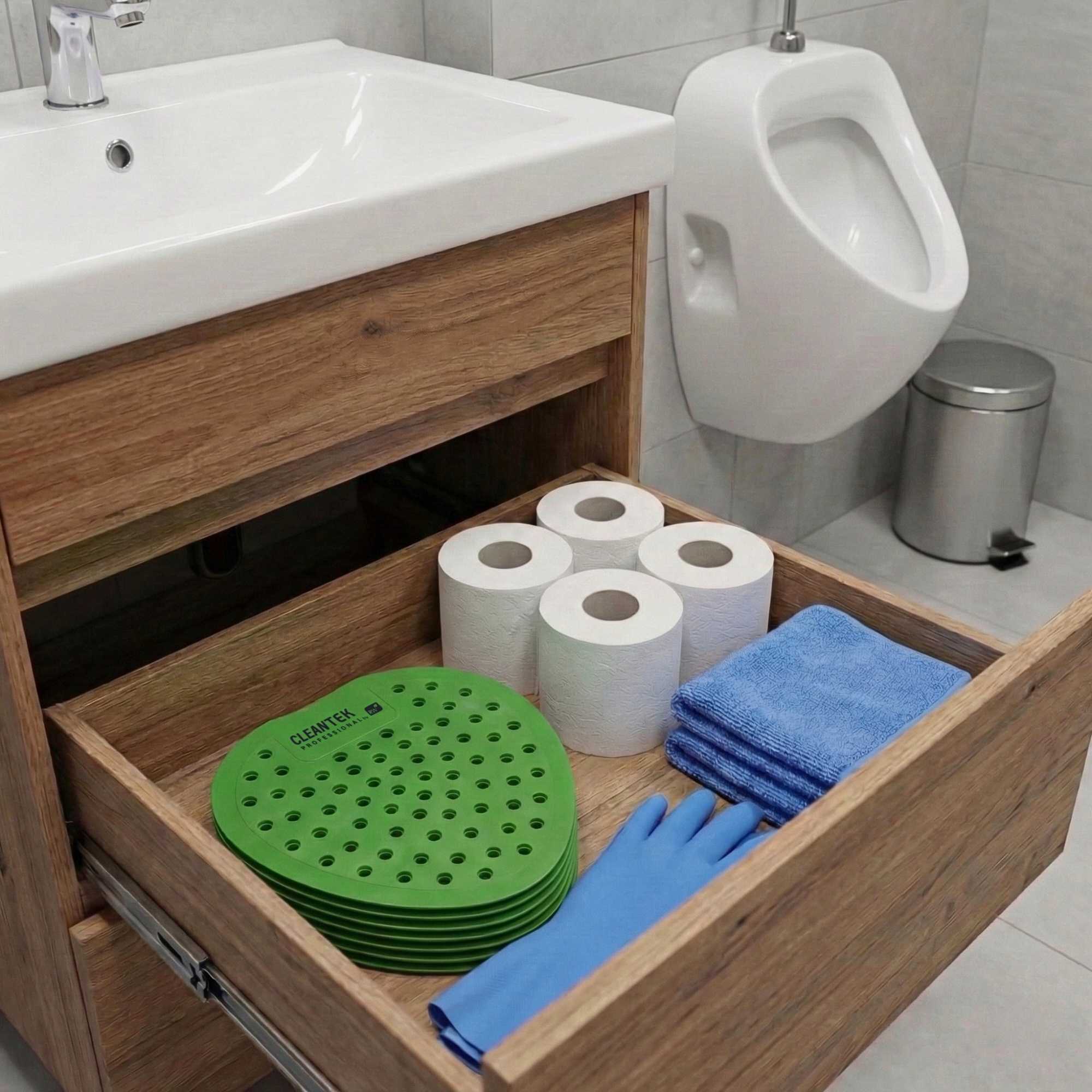 Clean Tek Professional Pine Scent Deodorized Urinal Screen - with Glove - 12 count box