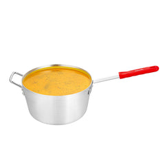 Met Lux 10 qt Tapered Aluminum Sauce Pan - with Red Silicone Handle Sleeve - 24 1/2