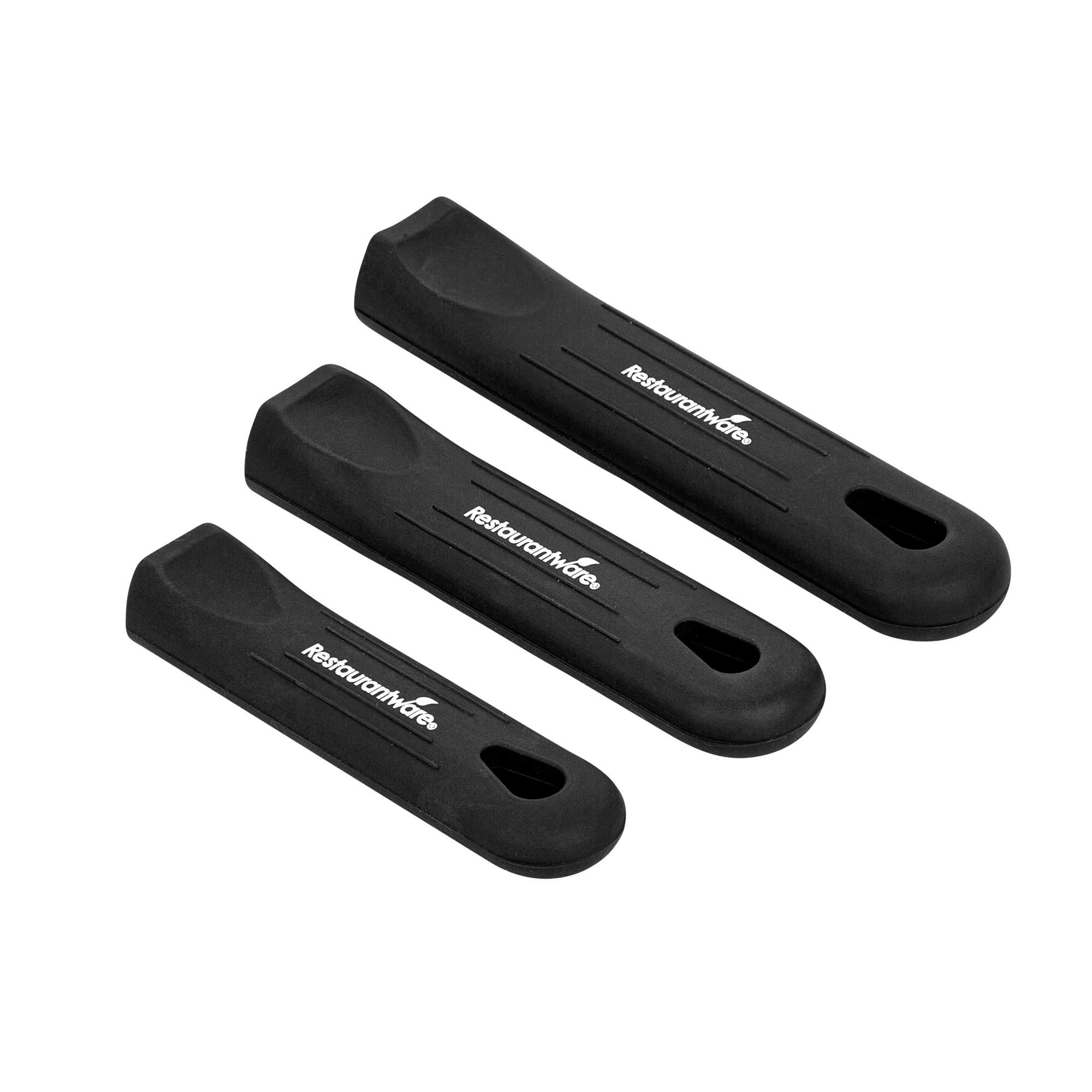 Met Lux 3-Piece Black Silicone Removable Pan Handle Sleeve Set - For 2.75 to 10 qt Aluminum Sauce Pans, 7" to 14" Fry Pans - 1 count box