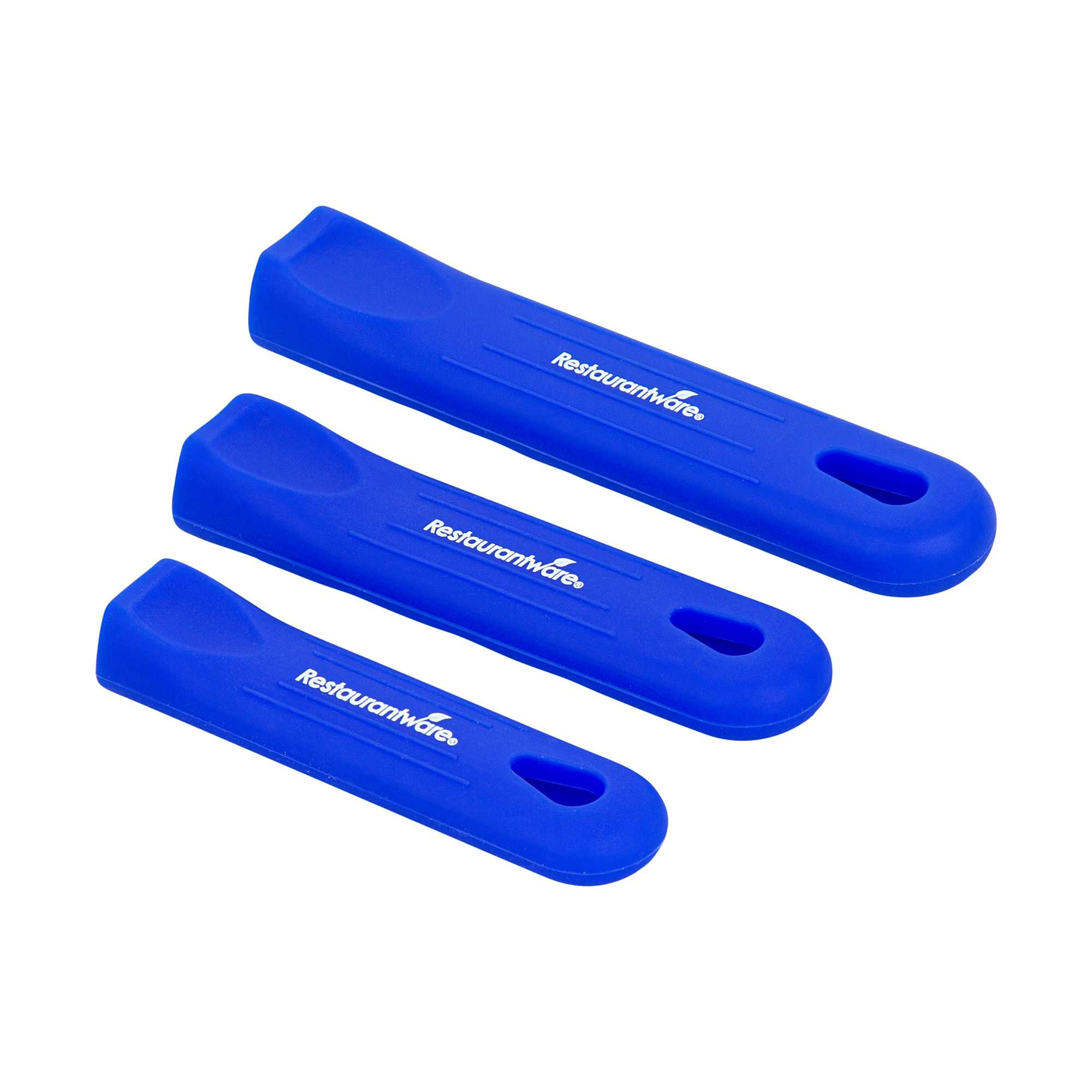 Met Lux 3-Piece Blue Silicone Removable Pan Handle Sleeve Set - For 2.75 to 10 qt Aluminum Sauce Pans, 7" to 14" Fry Pans - 1 count box