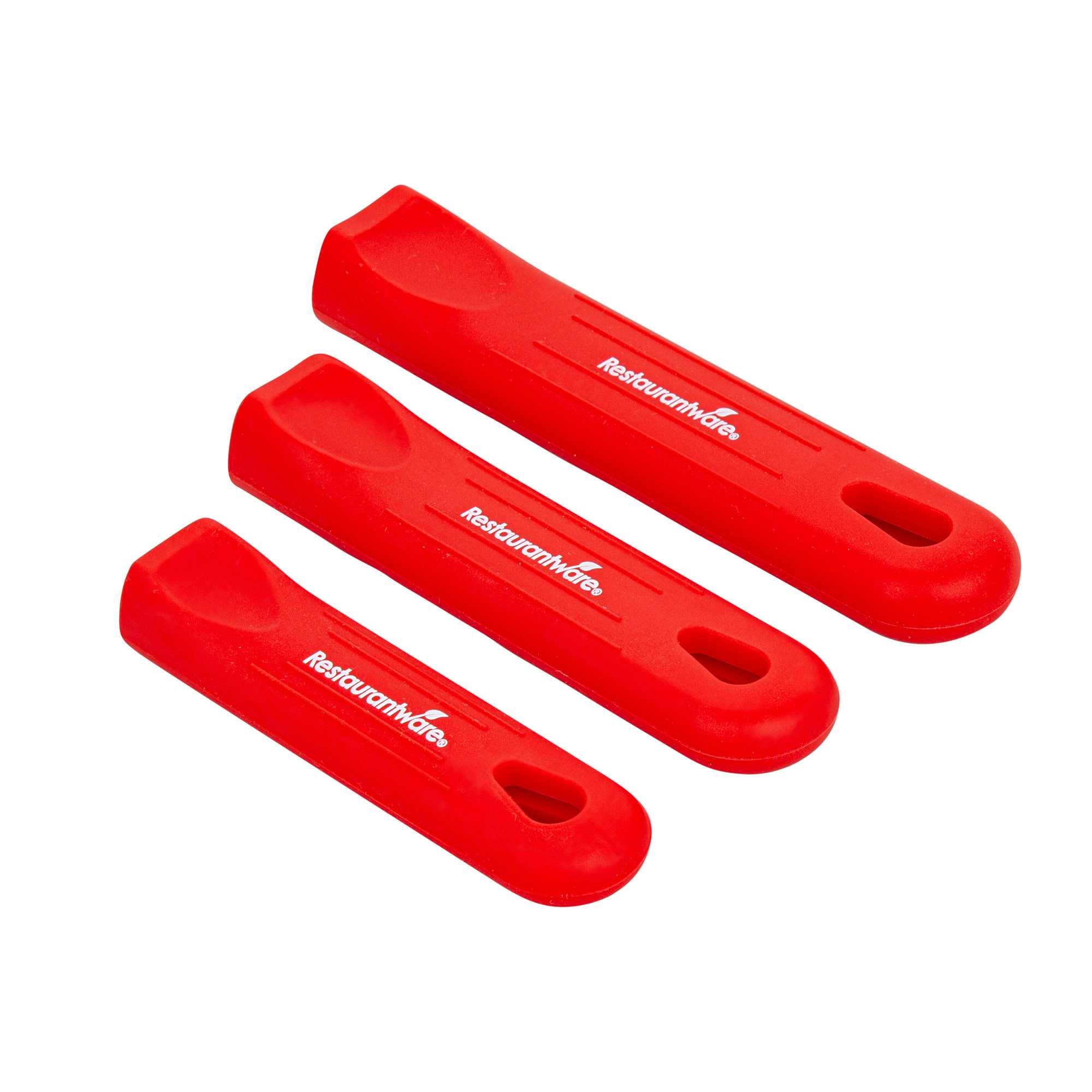 Met Lux 3-Piece Red Silicone Removable Pan Handle Sleeve Set - For 2.75 to 10 qt Aluminum Sauce Pans, 7" to 14" Fry Pans - 1 count box