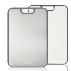 Met Lux Titanium / Wheat Straw PP Cutting Board - Dual-Sided, with Grater Slot and Anti-Slip Edges - 15 1/4