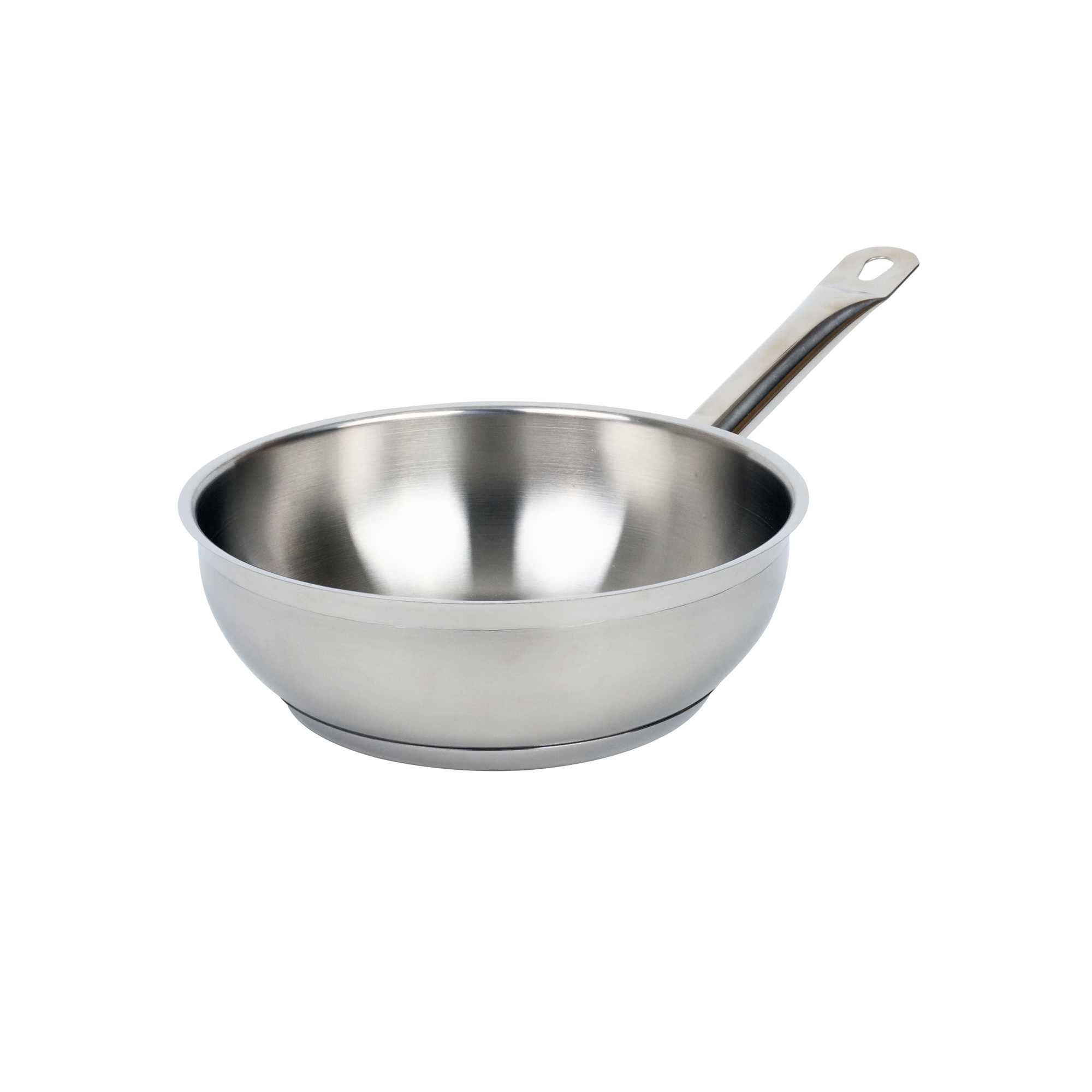 German Standard 2 qt Stainless Steel Saucier Pan - with Aluminum-Clad Bottom, Welded Hollow Handle - 1 count box