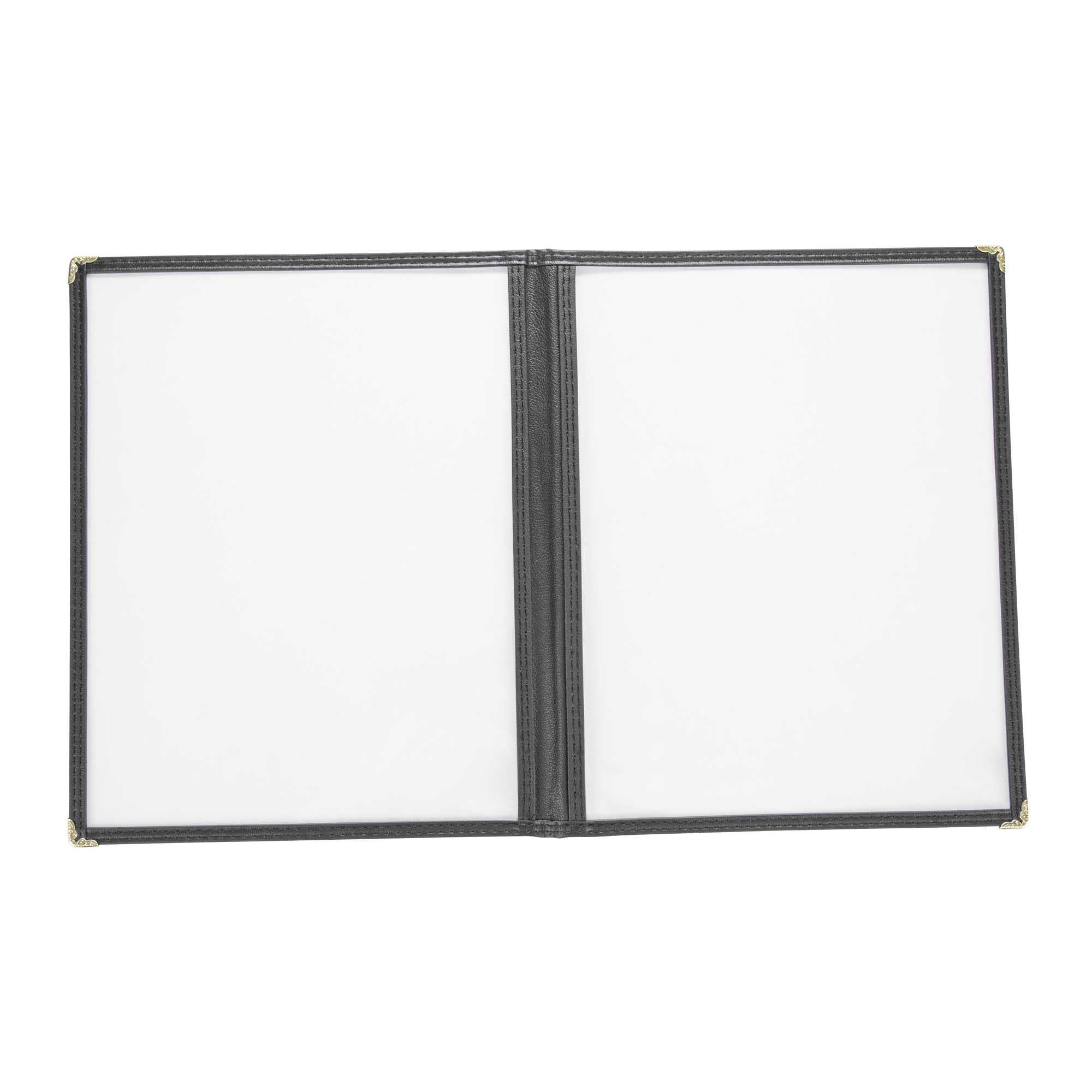 Chef 101 Black Plastic 4-View Double Pocket Menu Cover - 8 1/2" x 11"- 1 count box