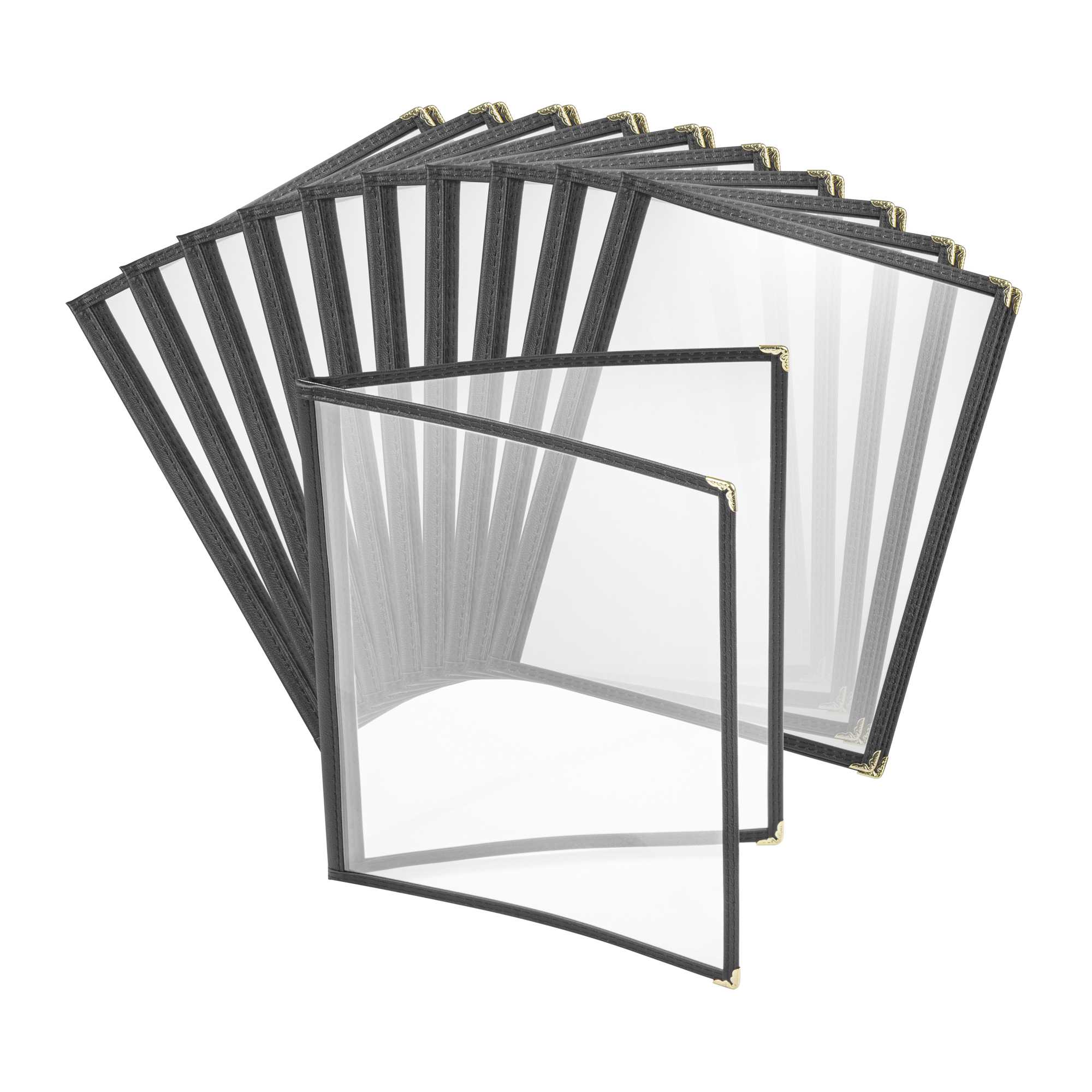Chef 101 Black Plastic 4-View Double Pocket Menu Cover - 8 1/2" x 11"- 1 count box