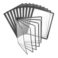 Chef 101 Black Plastic 12-View Six Pocket Menu Cover - 8 1/2