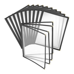 Chef 101 Black Plastic 6-View Trifold Three Pocket Menu Cover - 8 1/2