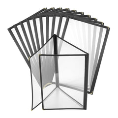 Chef 101 Black Plastic 6-View Trifold Three Pocket Menu Cover - 8 1/2