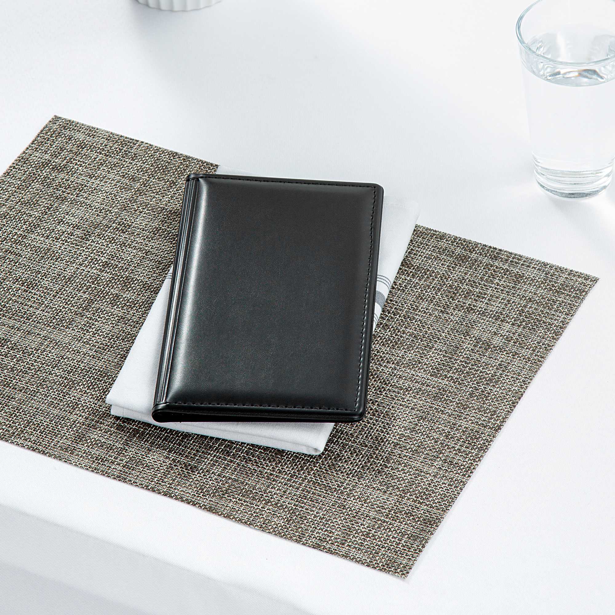 Chef 101 Black Vinyl Guest Check Presenter / Server Book - 5" x 9" - 1 count box